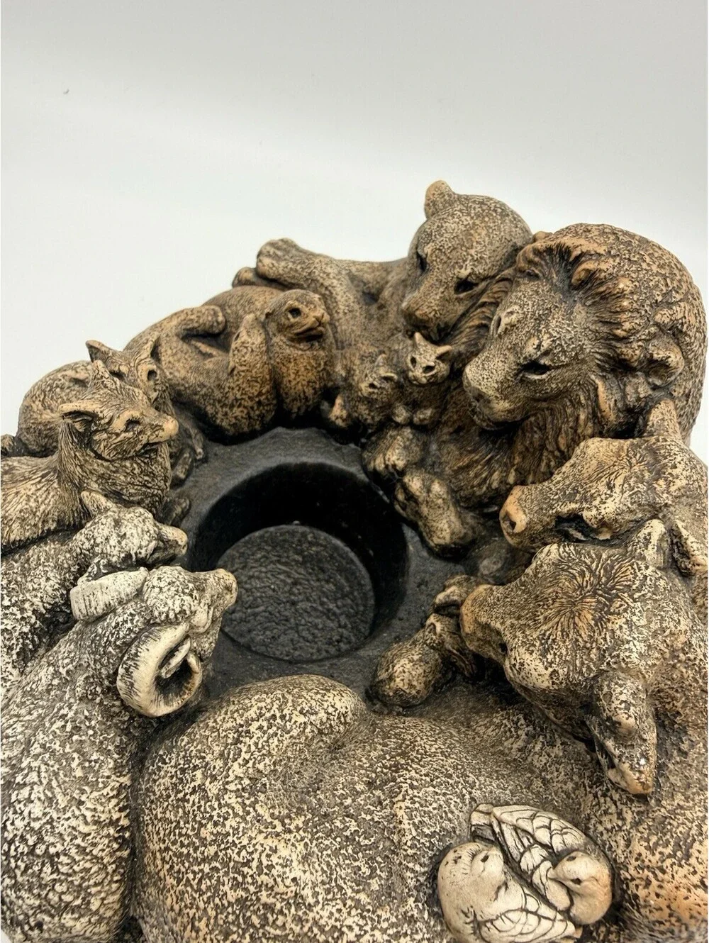 Windstone Editions M Pena Circle Of Ark Animals Candle Holder Lamp VTG NIOB